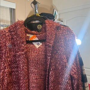 Cozy Burgundy Open-Front Women’s Sweater Cardigan